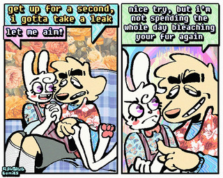 Rating: s
ID: 5709806
Date: 2025-07-15 03:22:21 -0400
Status: active
Score: 6
2_panel_comic 5:4 aloha_shirt annoyed anthro bingus_(rawdawgcomics) bird_dog bottomwear bow_tie canid canine canis cheek_spots clothing comic dialogue domestic_dog duo english_text floppy_ears fur golden_retriever grin half-closed_eyes humor hunting_dog lagomorph leporid male mammal narrowed_eyes open_mouth open_smile overalls pattern_clothing pattern_shirt pattern_topwear pawpads paws pink_pawpads rabbit rawdawgcomics retriever shirt shorts smile speech_bubble stahli_(rawdawgcomics) text topwear white_body white_fur wide_eyed yellow_body yellow_fur post #5709806