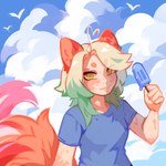 Rating: s
ID: 5650138
Date: 2025-06-18 01:10:39 -0400
Status: active
Score: 1
1:1 absurd_res ambient_bird blonde_hair blue_clothing blue_shirt blue_sky blue_t-shirt blue_topwear clothed clothing cloud corzh77 female food front_view green_hair hair half-length_portrait hi_res holding_food holding_object holding_popsicle humanoid mouth_closed multicolored_hair orange_tail pink_tail popsicle portrait red_ears red_tail shirt sky solo t-shirt tail tan_body tan_skin topwear two_tone_hair yellow_eyes post #5650138