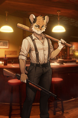 Rating: s
ID: 3344058
Date: 2022-05-20 07:23:07 -0400
Status: active
Score: 67
2022 5_fingers absurd_res anthro bar baseball_bat bat_(object) belt bottomwear clothed clothing countershading digital_media_(artwork) dual_wielding fangs felid feline fingers fully_clothed furniture green_eyes gun hi_res holding_object holding_weapon inside male mammal pants pgm300 ranged_weapon rifle sabertooth_(anatomy) shaded shirt shotgun solo stool suspenders teeth topwear weapon winchester winchester_1897 winchester_repeating_arms_company post #3344058