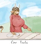 Rating: s
ID: 2635540
Date: 2021-03-01 15:08:48 -0500
Status: active
Score: 44
5_fingers anthro arm_support big_breasts bovid bovine breasts brown_body brown_eyes brown_fur brown_hair cattle clothing cloud cow_tools day english_text european_mythology eyebrow_through_hair eyebrows eyelashes female fingers fur grass greek_mythology hair horn huge_breasts long_hair looking_at_viewer mammal minotaur molly_(slightlysimian) mythology notrip outside parody pink_nose plant sky solo standing sweater tail tail_tuft tan_horn text the_far_side tools topwear translucent translucent_hair tuft turtleneck post #2635540