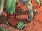 Rating: s
ID: 136665
Date: 2011-05-18 16:58:41 -0400
Status: active
Score: 18
ambiguous_gender anthro bomb_(artist) canid canine cave claws clothing duo feet footwear green_body hindpaw implied_kiss leg_focus legwear lizard mammal paws reptile sandals scalie shoes socks standing stirrup_socks tail post #136665