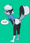 Rating: s
ID: 5402892
Date: 2025-02-28 12:20:12 -0500
Status: active
Score: 37
anthro butt cartoon_nudity clothing eyewear female glasses half_naked hi_res hitsuji looking_back mammal markings mephitid pink_nose presenting presenting_hindquarters raised_tail sabrina_(sabrina_online) sabrina_online shirt simple_background skunk solo speech_bubble striped_skunk tail text topwear white_markings post #5402892