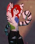 Rating: s
ID: 2599598
Date: 2021-02-03 17:56:25 -0500
Status: active
Score: 7
2021 anthro arm_tuft armpit_tuft black_body black_bottomwear black_clothing black_fur black_pants black_stripes bottomwear clothed clothing denim denim_bottomwear denim_clothing digital_media_(artwork) elbow_tuft felid fur green_eyes grin hair hands_behind_head hi_res inner_ear_fluff jeans long_hair looking_at_viewer male mammal markings nipples pantherine pants pants_only patreon patreon_logo pecs pink_nipples pink_nose red_hair simple_background slim smile smiling_at_viewer solo striped_markings stripes tailtufts text tiger topless torn_bottomwear torn_clothing torn_jeans torn_pants tuft url watermark whiskers white_body white_fur post #2599598