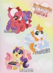 Rating: s
ID: 208191
Date: 2012-04-18 17:48:31 -0400
Status: active
Score: 11
bano_akira blue_eyes blush bonbon_(mlpt) cutie_mark equid equine feathered_wings feathers female g1 galaxy_(mlp) green_eyes group hair hasbro hi_res horn mammal mlp_g1 multicolored_hair my_little_pony my_little_pony_'n_friends my_little_pony_tales mythological_creature mythological_equine mythology open_mouth orange_hair paradise_(mlp) pegasus pre-g4 purple_hair quadruped red_eyes red_hair tail trio two_tone_hair unicorn white_hair wings y2k_(graphic_design) post #208191