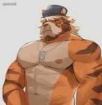 Rating: s
ID: 5566426
Date: 2025-05-12 07:51:00 -0400
Status: active
Score: 13
2024 abs anthro armpit_hair barazoku beanie beard biceps blonde_hair body_hair clothing dog_tags facial_hair felid furgonomic_beanie grey_background hair hat headgear headwear hi_res male mammal muscular muscular_anthro muscular_male pantherine pecs shugggie simple_background solo stripes tiger post #5566426