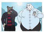 Rating: s
ID: 5310828
Date: 2025-01-16 03:43:54 -0500
Status: active
Score: 39
aggretsuko anthro bear belly_overhang blush bodily_fluids cellphone claws clothed clothing collar collared_shirt cuff_links dress_shirt duo electronics eon54 exposed_belly eyes_closed finger_claws haida_(aggretsuko) hand_behind_head hand_holding_object hand_in_pocket head_tuft hi_res hyena jacket leather leather_clothing leather_jacket leather_topwear male mammal moobs nervous obese obese_anthro obese_male open_clothing open_jacket open_topwear overweight overweight_anthro overweight_male pattern_clothing pattern_shirt pattern_topwear phone plant pockets polar_bear sanrio shirota_(aggretsuko) shirt side_by_side size_difference sky smile smiling_at_another standing striped_clothing striped_shirt striped_topwear stripes sun sweat topwear tree tuft undershirt ursine walking zipper post #5310828