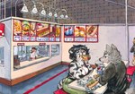 Rating: s
ID: 5559368
Date: 2025-05-09 04:47:17 -0400
Status: active
Score: 10
ambiguous_gender ambiguous_species anthro baseball_cap biped bottomwear bread breasts brick_wall canid canine canis clothing container costco cup drinking drinking_straw eating eyes_closed felid female foil food fur furniture green_bottomwear green_clothing green_pants grey_body grey_fur group gwendolyn_wood hat headgear headwear hi_res hot_dog inside lights mammal midriff pantherine pants pepsi shirt sign sitting snow_leopard standing store striped_body stripes table tank_top topwear traditional_media_(artwork) wall_(structure) wolf post #5559368