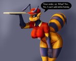 Rating: s
ID: 5578576
Date: 2025-05-17 10:38:52 -0400
Status: active
Score: 21
2024 2_antennae 5_fingers antennae_(anatomy) anthro arthropod asking_what bee big_breasts black_antennae black_body black_exoskeleton black_markings black_neck black_sclera black_speech_bubble black_stripes breasts clothing container crop_top english_text exoskeleton female female_anthro fingers fur hand_on_leg hand_on_own_leg hand_on_own_thigh hand_on_thigh hat headgear headwear hi_res holding_container holding_object holding_pizza_box hymenopteran insect leaning leaning_forward markings navel pizza_bee_(xexeezy) pizza_box pupils question_mark red_clothing red_crop_top red_hat red_headwear red_shirt red_thong red_topwear red_underwear shaded shirt slit_pupils solo striped_legs striped_thighs stripes taumaturg-iv text thick_thighs thong topwear two_tone_stinger underwear white_eyes white_text wide_hipped_anthro wide_hipped_female yellow_body yellow_fur yellow_stinger post #5578576