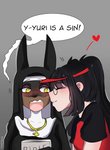 Rating: s
ID: 2660019
Date: 2021-03-19 00:27:32 -0400
Status: active
Score: 78
absurd_res anthro blush book boop canid canine canis cross cross_necklace dobermann domestic_dog duo eyes_closed eyewear female female/female female_human glasses heart_symbol hi_res holding_book holding_object human humanoid jewelry laverne_(sssonic2) looking_at_another love mammal necklace nose_boop nun owlrless pinscher shaking text tips_(gats) post #2660019