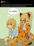 Rating: s
ID: 4945857
Date: 2024-07-27 10:53:45 -0400
Status: active
Score: 166
3:4 anthro blonde_hair brush catsockjus duo ear_lick english_text eyes_closed felid female fur hair haven_(catsockjus) hi_res lagomorph leporid licking lily_(catsockjus) long_ears male male/female mammal multicolored_body multicolored_fur pantherine personal_grooming rabbit sitting tail text thought_bubble tiger tongue post #4945857