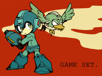 Rating: s
ID: 5592617
Date: 2025-05-23 11:46:44 -0400
Status: active
Score: 0
arm_cannon armor avian beat_(megaman) boots capcom clothing duo english_text footwear frown full-length_portrait green_eyes headgear helmet humanoid machine male mega_man_(character) mega_man_(series) megaman_(classic) portrait robot robot_humanoid shoes simple_background smoke teijiro text post #5592617