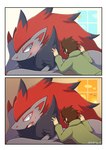 Rating: s
ID: 5563996
Date: 2025-05-11 05:32:55 -0400
Status: active
Score: 85
2025 absurd_res ambient_bird ambiguous_gender anthro blue_eyes blush bodily_fluids border brown_hair claws clothing cloud comic duo face_in_hair fangs fur generation_5_pokemon grey_body grey_fur hair hi_res hoodie human lying male mammal nintendo on_front open_mouth pokemon pokemon_(species) red_hair rocking_jjj signature sky sun sunset sweat teeth tongue topwear white_border zoroark post #5563996