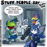 Rating: s
ID: 957656
Date: 2016-07-30 22:09:46 -0400
Status: active
Score: 15
1:1 2016 accessory amphibian angry annoyed anthro avian beak belt bird black_nose blue_body blue_eyes blue_fur blue_hair bodysuit boots canid canine canis clothed clothing dialogue english_text eyes_closed falco_lombardi feathers female fingerless_gloves footwear fox frog fur furgonomics gloves green_eyes grey_body grey_fur grippy_toad group hair hair_accessory half-closed_eyes handwear happy hat headgear headwear inside jacket jewelry krystal_(star_fox) macoatl male mammal narrowed_eyes nintendo open_mouth purple_eyes scarf shoes short_hair shoulder_pads skinsuit slippy_toad smile spikes standing star_fox stare tail tail_accessory tail_feathers tailband teeth text tight_clothing topwear white_body white_fur wolf wolf_o'donnell post #957656