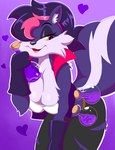 Rating: s
ID: 5653187
Date: 2025-06-19 10:42:08 -0400
Status: active
Score: 9
anthro belt bent_over big_breasts bottomwear breasts cheek_tuft cleavage clothed clothing facial_tuft female fur hair heart_symbol hi_res highlights_(coloring) holding_object indigo_park mammal mephitid pants pink_eyes potion potion_bottle purple_body purple_fur purple_hair salem_the_skunk skull_and_crossbones skunk solo tail torn_bottomwear torn_clothing torn_pants tuft utility_belt zebra10045 post #5653187