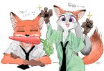 Rating: s
ID: 2390851
Date: 2020-08-30 11:04:55 -0400
Status: active
Score: 17
2016 anthro canid canine carrot clothed clothing dialogue disney duo english_text eyes_closed fake_ears fake_fox_ears fake_fox_tail fake_tail female food fox fox_costume fur judy_hopps lagomorph leporid male mammal necktie nick_wilde open_mouth open_smile orange_body orange_fur plant purple_eyes rabbit red_fox sg shirt simple_background smile sparkles text topwear true_fox vegetable white_background zootopia post #2390851