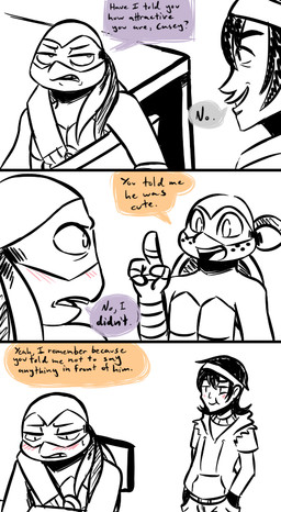 2017 anthro bandanna blush casey_jones clothed clothing comic dialogue donatello_(tmnt) english_text freckles group hand_wraps hands_in_pockets headband human inkyfrog male mammal mask michelangelo_(tmnt) partially_colored reptile scalie shell simple_background sitting sweat sweatdrop teenage_mutant_ninja_turtles text tooth_gap turtle white_background wraps wrist_wraps
Rating: Safe
Score: 2
User: JAKXXX3
Date: August 17, 2017 2017 anthro bandanna blush casey_jones clothed clothing comic dialogue donatello_(tmnt) english_text freckles group hand_wraps hands_in_pockets headband human inkyfrog male mammal mask michelangelo_(tmnt) partially_colored reptile scalie shell simple_background sitting sweat sweatdrop teenage_mutant_ninja_turtles text tooth_gap turtle white_background wraps wrist_wraps
Rating: Safe
Score: 2
User: JAKXXX3
Date: August 17, 2017
