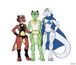 Rating: s
ID: 5650877
Date: 2025-06-18 11:49:11 -0400
Status: active
Score: 12
anthro belt bottomwear breasts chilemeister choker cloak clothed clothing digital_media_(artwork) digitigrade disability ember_(chilemeister) eye_patch eyewear eyewear_on_head female goggles goggles_on_head gold_(metal) gold_anklet gold_jewelry green_body green_scales group hi_res horn jade_(chilemeister) jewelry kobold leg_wrap legwrap loincloth looking_at_viewer navel necklace opal_(chilemeister) red_body red_scales reptile scales scalie scar shirt simple_background skimpy smile tail tan_body topwear trio white_body post #5650877