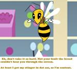 Rating: s
ID: 422322
Date: 2014-01-02 16:05:45 -0500
Status: active
Score: 6
2014 ambiguous_gender anthro arthropod bee black_body black_eyes black_fur black_sclera blurred_background bsting english_text fur gesture hymenopteran insect legless looking_at_viewer motion_lines pupils shrug solo speech_bubble sting text white_hands white_pupils yellow_body yellow_fur post #422322