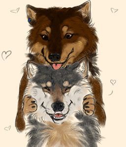Rating: s
ID: 5542041
Date: 2025-05-01 15:13:34 -0400
Status: active
Score: 7
ambiguous_gender black_nose brown_body brown_fur canid canine cheek_tuft duo ear_piercing ear_ring eyes_closed facial_tuft feral front_view fur glistening glistening_eyes grey_body grey_fur heart_symbol hi_res karn_(karn_the_wolf) male male/male mammal msdeadsoul neck_tuft piercing pink_tongue ring_piercing simple_background sketch taki_(taki-wolf) tongue tongue_out tuft white_body white_fur post #5542041