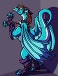 Rating: s
ID: 3228874
Date: 2022-03-17 19:56:19 -0400
Status: active
Score: 12
ambiguous_gender black_claws black_horn blue_body claws clothing collar dragon facial_horn feral fishnet_clothing fishnet_topwear frill_(anatomy) givealexahand hair hi_res horn jewelry legwear looking_at_viewer mane mane_hair membrane_(anatomy) mythological_creature mythological_scalie mythology necklace nonbinary_(lore) nose_horn pattern_clothing purple_clothing raised_tail scalie solo stockings striped_clothing stripes tail tail_frill tongue tongue_out topwear veladynee_(character) webbed_hands yellow_eyes post #3228874