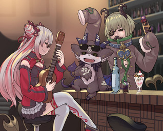 Rating: s
ID: 3879237
Date: 2023-02-17 20:07:20 -0500
Status: active
Score: 8
ambiguous_gender anthro bar biped black_sclera bottle cleavage_cutout clothed clothing container cup cutout debidebi_debiru demon demon_humanoid dessert detailed_background eyewear female food fur furniture grey_body grey_fur group head_horn hooves horn humanoid ice_cream jewelry lute membrane_(anatomy) membranous_wings musical_instrument necklace nijisanji oribiyo playing_music plucked_string_instrument sekishiro_mico semi-anthro spade_tail stool string_instrument sunglasses suou_patra tail trio ukulele vtuber wings yellow_eyes post #3879237
