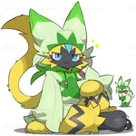 Rating: s
ID: 5590328
Date: 2025-05-22 08:11:29 -0400
Status: pending
Score: 49
1:1 ambiguous_gender anthro black_markings blue_eyes blush claws clothing costume dipstick_ears duo ear_markings empty_eyes exclamation_point felid feline floragato fur fursuit generation_7_pokemon generation_9_pokemon gloves_(marking) green_body green_clothing green_fur hoodie leg_markings legendary_pokemon mammal markings multicolored_ears narrowed_eyes nintendo open_mouth pokemon pokemon_(species) signature simple_background sitting socks_(marking) sparkles tail tontaro topwear watermark white_background white_claws yellow_body yellow_fur yellow_tail zeraora post #5590328
