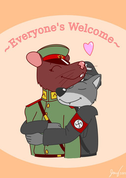 2017 <3 ambiguous_gender anthro buckteeth canine clothed clothing communism duo fur grey_fur hat hug joeyisabuck mammal military_uniform nazi politics rodent teeth uniform
Rating: Safe
Score: -14
User: Untamed
Date: August 20, 2017 2017 <3 ambiguous_gender anthro buckteeth canine clothed clothing communism duo fur grey_fur hat hug joeyisabuck mammal military_uniform nazi politics rodent teeth uniform
Rating: Safe
Score: -14
User: Untamed
Date: August 20, 2017