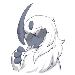 absol ambiguous_gender anthro anthrofied bust_portrait candy claw_fingers claws dessert digital_media_(artwork) eyewear eyewear_only female_(lore) fluffy food front_view fur generation_3_pokemon grey_body grey_skin horn icon kemono lol_comments lollipop lute_(zinfyu) mammal monotone_body monotone_fur mouth_hold neck_tuft nintendo nude object_in_mouth pokemon pokemon_(species) pokemorph portrait reaction_image simple_background solo sunglasses sunglasses_only tuft white_background white_body white_fur zinfyu