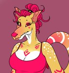 Rating: s
ID: 5551236
Date: 2025-05-05 16:58:43 -0400
Status: pending
Score: 1
2023 accessory anthro arm_markings beastofeuthanasia big_breasts black_eyebrows black_hair_tie breasts canid canine cleavage clothed clothed_anthro clothed_female clothing digital_drawing_(artwork) digital_media_(artwork) english_description eyebrows eyelashes female female_anthro flat_colors fur fur_markings hair hair_accessory hair_tie hi_res lips looking_at_viewer mammal markings monster multicolored_body multicolored_fur pink_background pink_clothing pink_eyes pink_hair pink_markings pink_nose pink_shirt pink_tail pink_tank_top pink_topwear ponytail shirt simple_background solo spiked_hair_tie spots spotted_body spotted_fur spotted_markings spotted_tail star_pupils striped_markings striped_tail stripes tail tail_markings tan_inner_ear tan_lips tank_top teeth thick_bottom_lip topwear uu_(beastofeuthanasia) white_markings white_spots white_stripes yellow_body yellow_fur post #5551236