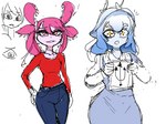 Rating: s
ID: 4259675
Date: 2023-08-28 15:15:08 -0400
Status: active
Score: 6
2023 amphibian antennae_(anatomy) anthro aquatic_gastropod axolotl blue_body blue_hair blue_skin bottomwear cavemanon_studios choker clothing denim denim_bottomwear denim_clothing digital_drawing_(artwork) digital_media_(artwork) dori_willani dress duo exit_665 eyelashes farelie_willani female fingers gastropod gills hair hi_res jeans jewelry looking_at_viewer marine mole_salamander mollusk necklace pants pink_body pink_hair pink_skin red_eyes rexhastala salamander sea_slug she's_a_bit_sluggish she_likes_you_alotl simple_background slug star_pupils wide_hips post #4259675