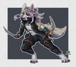 Rating: s
ID: 5648145
Date: 2025-06-17 07:19:46 -0400
Status: active
Score: 2
accessory anthro arm_scar belt black_clothing black_sclera bracelet canid canine canis chest_scar clothed clothing coyote dagger ells_(jesterghastly) facial_piercing facial_tattoo geckone gloves grin hair hair_accessory handwear hi_res jacket jewelry leather male mammal melee_weapon neck_tattoo nose_piercing nose_ring open_clothing open_jacket open_topwear piercing pink_hair purple_eyes ring_piercing rogue scar short_sword simple_background smile solo spiky_hair tail tattoo thief topwear weapon post #5648145