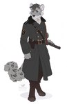 Rating: s
ID: 4189134
Date: 2023-07-23 19:20:04 -0400
Status: active
Score: 31
ahornsirup anthro black_bottomwear black_clothing black_coat black_hair black_pants black_topwear blue_eyes boots bottomwear brown_boots brown_clothing brown_footwear cheek_tuft clothed clothing coat colored diesel_wiesel digital_media_(artwork) facial_tuft felid flat_colors footwear full-length_portrait fully_clothed fur furgonomics grey_body grey_fur grey_spots gun hair handgun hi_res holster male mammal markings military_uniform pantherine pants pistol portrait ranged_weapon shoes short_hair simple_background snow_leopard solo spots spotted_body spotted_fur standing submachine_gun topwear tuft uniform volcanins weapon white_body white_fur post #4189134