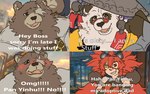 Rating: s
ID: 5621551
Date: 2025-06-04 22:05:14 -0400
Status: active
Score: 30
anthro bear ben_bigger berspring blush comic embarrassed english_text eyewear facial_scar female giant_panda glasses group hi_res human humor koleda_belobog male male/male mammal meme mihoyo missing_eye overweight pan_yin_hu scar text trio zenless_zone_zero post #5621551