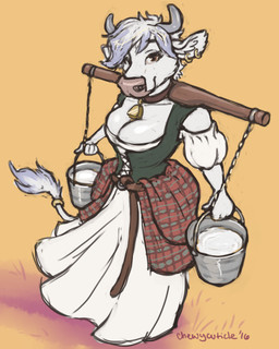 Rating: s
ID: 1447394
Date: 2018-02-04 20:19:49 -0500
Status: active
Score: 52
2016 4:5 absurd_res accessory anthro belt bottomwear bovid bovine breasts brown_eyes bucket carrying_pole cattle chewycuticle clothed clothing collar container corset cowbell digital_media_(artwork) dress ear_piercing female fur furgonomics hair hi_res high-angle_view holding_object horn jewelry lingerie looking_at_viewer mammal milk milkmaid_(profession) orange_background piercing plaid ring signature simple_background skirt solo standing tail tail_accessory tail_jewelry tail_ring tail_tuft topwear tuft white_body white_fur white_hair post #1447394