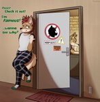 Rating: s
ID: 5288922
Date: 2025-01-05 14:56:58 -0500
Status: active
Score: 15
anthro canid canine canis clothed clothing daukus dingo door english_text footwear green_eyes hair harley_(sodawunk) hi_res jackal male mammal prohibition_sign red_hair socks stalking sydney_(sodawunk) tail text post #5288922