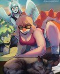 Rating: s
ID: 5620865
Date: 2025-06-04 15:25:05 -0400
Status: active
Score: 25
2025 abstract_background absurd_res amber_eyes anthro artist_name big_tail blonde_hair blue_eyes bone_frill bottomwear breasts cavemanon_studios clothing deadassspider denim denim_bottomwear denim_clothing denim_shorts dialogue digital_drawing_(artwork) digital_media_(artwork) dinosaur domestic_cat double_bun english_text eyewear fang_(gvh) feathered_wings feathers felid feline felis female feral freckles frill_(anatomy) front_view glasses goodbye_volcano_high green_body green_hair green_scales grey_body grey_hair grey_scales group hadrosaurid hair hi_res long_hair long_tail mammal multicolored_body multicolored_scales naomi_(gvh) orange_body orange_scales ornithischian ornithopod outside parasaurolophus prehistoric_species pterodactylus pterosaur reptile scales scalie shirt short_hair shorts snoot_game spiked_tail spikes spikes_(anatomy) stegosaurian stegosaurus stella_(gvh_beta) tail tank_top teal_eyes text thyreophoran tinted_glasses tongue tongue_out topwear trio_focus two_tone_body two_tone_scales watermark white_body white_scales wings post #5620865