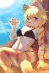 Rating: s
ID: 4578561
Date: 2024-02-04 17:29:59 -0500
Status: active
Score: 76
3_fingers anthro arm_support bikini black_bikini black_clothing black_swimwear blonde_hair blue_eyes blue_highlights blush breasts cheek_tuft chest_tuft claws clothing cloud countershade_fur countershading desert eyebrow_through_hair eyebrows facial_tuft felid feline felis female finger_claws fingers fur gesture hair hi_res highlights_(coloring) inner_ear_fluff kemono lens_flare light looking_at_viewer mammal navel onikuman open_mouth orange_body orange_fur outside pawpads pyramid reclining sand_cat short_hair sitting sky solo stripes sun sunaneko_(sunaneko_zeon) sunlight swimwear translucent translucent_hair tuft two-piece_swimsuit waving waving_at_viewer white_body white_fur yellow_body yellow_fur post #4578561
