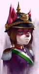 Rating: s
ID: 5463970
Date: 2025-03-29 13:17:52 -0400
Status: active
Score: 8
anthro armor canid canine cherriloliwuff clothing female fox headgear helmet hi_res historical history mammal military_uniform pickelhaube prussian solo thepimpartist uniform post #5463970