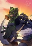 Rating: s
ID: 5556974
Date: 2025-05-08 02:18:52 -0400
Status: active
Score: 9
2025 anthro bandage beach big_breasts black_body black_fur black_hair bottomwear breasts clothed clothing conditional_dnp digital_media_(artwork) duo efra_(nikoyishi) felid female fur green_markings green_pawpads green_sclera green_stripes grin hair hi_res laski long_hair looking_at_another looking_at_viewer male male/female mammal markings melee_weapon nikoyishi open_mouth pantherine pawpads shaded shorts signature simple_background skirt smile staff stripes sword tail teeth tongue topwear weapon yellow_eyes post #5556974
