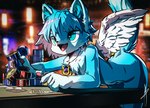 Rating: s
ID: 4711989
Date: 2024-04-10 07:20:22 -0400
Status: active
Score: 17
2022 absurd_res anthro bent_over bent_over_table blaedic blue_eyes blue_hair blurred_background card casual_nudity cat_food cheek_tuft chest_tuft detailed_background facial_tuft feathered_wings feathers felid feline furniture gloves_(marking) hair happy hi_res jewelry looking_at_food looking_at_object male male_anthro mammal markings necklace open_mouth open_smile pet_food playing_card raised_tail reaching short_hair smile solo spread_wings stack table tail tin_can tuft white_body white_feathers wings post #4711989
