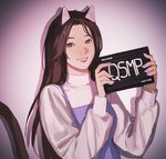 Rating: s
ID: 4738896
Date: 2024-04-23 15:49:50 -0400
Status: active
Score: 4
ama_a93 animal_ears animal_humanoid brown_eyes brown_hair cat_humanoid clothed clothing colored_nails copyright_name english_text eyelashes felid felid_humanoid feline feline_humanoid female hair holding_object holding_sign humanoid lips long_hair mammal mammal_humanoid nails overalls purple_clothing purple_nails purple_overalls qsmp shaded shadow sign smile solo sweater tail text tinakitten topwear white_clothing white_sweater white_topwear post #4738896