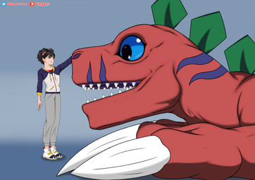 Rating: s
ID: 3421377
Date: 2022-07-01 02:14:29 -0400
Status: active
Score: 18
absurd_res agumon_(survive) anthro bandai_namco black_hair bleykerforz blue_eyes blue_markings blue_stripes digimon digimon_(species) digimon_survive dinosaur dorsal_crest duo eyewear goggles hair hi_res human lying male mammal markings on_front open_mouth petting prehistoric_species red_body red_scales reptile scales scalie sharp_teeth size_difference smile standing stripes takuma_momozuka teeth tyrannomon post #3421377