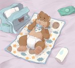 Rating: s
ID: 5353018
Date: 2025-02-05 09:55:45 -0500
Status: active
Score: 37
2025 anthro baby baby_powder bear bed brown_body brown_fur changing_mat clean_diaper clothed clothing detailed_background diaper diaper_bag diaper_change fluffypamps folded_diaper fur furniture heterochromia hi_res lying male mammal object_in_mouth on_back pacifier pacifier_in_mouth pawpads paws solo wearing_diaper wet_wipes young young_anthro young_male post #5353018