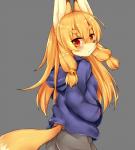 Rating: s
ID: 2106624
Date: 2020-01-04 23:42:52 -0500
Status: active
Score: 40
anthro bell black_nose bottomwear brown_eyes butt butt_pose canid canine clothed clothing digital_media_(artwork) dipstick_tail female fox fully_clothed fur grey_background grey_bottomwear grey_clothing grey_pants hair hand_in_pocket hi_res hoodie kida_kuro_mu koko_(kishibe) long_hair looking_at_viewer mammal markings orange_body orange_fur orange_hair orange_tail pants pockets pose purple_clothing purple_hoodie purple_topwear rear_view simple_background smile snout solo tail tail_markings three-quarter_view topwear two_tone_tail white_tail young post #2106624