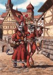 Rating: s
ID: 5076637
Date: 2024-09-26 17:48:55 -0400
Status: active
Score: 54
0laffson 2024 5_fingers accessory anthro architecture arm_around_neck basket belt belt_pouch biped blue_eyes blue_sky bottomwear brown_body brown_fur buckle canid canine canis cape cheek_tuft city city_background claws clothed clothing cloud cobblestone codpiece container coyote dated day digitigrade domestic_cat door dress duo_focus ear_piercing ear_ring facial_tuft fangs felid feline felis female finger_claws fingers footwear fur furgonomics grey_body grey_fur grey_tail group hat_feather headgear headwear hi_res holding_basket holding_container holding_melee_weapon holding_object holding_sword holding_weapon hood inner_ear_fluff jacket jewelry kojote looking_aside looking_at_another looking_at_partner loose_feather male mammal meezer melee_weapon open_mouth open_smile orange_eyes outside painting_(artwork) pants pawpads paws piercing red_clothing renaissance renaissance_architecture ring ring_piercing ruff_(clothing) shadow shirt siamese signature sky smile socks sword tail tail_accessory tail_jewelry tail_ring teeth toe_claws toeless_footwear toeless_socks topwear traditional_media_(artwork) traditional_painting_(artwork) traditional_watercolor_(artwork) tuft walking watercolor_(artwork) weapon white_body white_fur window post #5076637