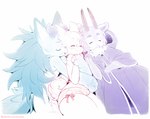 Rating: s
ID: 3619050
Date: 2022-10-10 18:34:42 -0400
Status: active
Score: 105
2_horns anthro blue_body blue_fur blue_hair blush blush_lines bottomwear cloak clothed clothing digital_media_(artwork) eyes_closed femboy fur group hair hand_holding hi_res horn male male/male mammal moffle_(species) onion_(powfooo) powfooo purple_body purple_fur purple_hair shorts simple_background sleeping smile spice_(powfooo) tan_body tan_fur tan_hair text translucent trio url wander_(powfooo) post #3619050