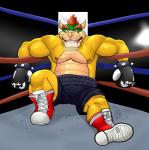 Rating: s
ID: 1294898
Date: 2017-08-05 04:20:00 -0400
Status: active
Score: 7
2_horns anthro biceps biped black_bottomwear black_clothing blood bodily_fluids bottomwear bowser boxing boxing_gloves bracelet clothed clothing exhausted fighting_ring footwear hair handwear hi_res horn hunterpornokami jewelry koopa male mario_bros muscular muscular_anthro muscular_male nintendo nipples nosebleed open_mouth pecs red_hair scalie shoes shorts solo spiked_bracelet spikes sport sweat topless post #1294898