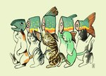 Rating: s
ID: 5643400
Date: 2025-06-15 04:14:02 -0400
Status: pending
Score: 4
absurd_res ambiguous_gender anthro artist_logo biped boarboy bone domestic_cat eyes_closed felid feline felis fish fish_tail food green_body group hi_res holding_object lining_up logo mammal marine markings meat open_mouth queue severed_body_part simple_background spots spotted_body standing striped_body stripes tan_background trout whiskers white_body post #5643400