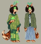 Rating: s
ID: 5542286
Date: 2025-05-01 17:17:11 -0400
Status: active
Score: 2
anthro barefoot bottomwear brown_hair calico_cat calicotisane canid canine canis claws clothing digital_media_(artwork) domestic_cat domestic_dog fangs feet felid feline felis full-length_portrait green_bottomwear green_clothing green_glow green_pants green_shawl grey_background hair hi_res holding_object hybrid long_skirt male mammal medium_hair orange_eyes pants pattern_bottomwear pattern_clothing pattern_skirt paws portrait simple_background skirt solo standing striped_bottomwear striped_clothing striped_skirt stripes tail teeth trans_(lore) white_sclera post #5542286
