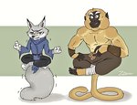 Rating: s
ID: 5391354
Date: 2025-02-22 22:28:42 -0500
Status: active
Score: 38
anthro balancing_on_tail barefoot bottomwear canid canine clenched_teeth clothed clothing cookie corsac_fox digital_media_(artwork) dreamworks duo feet female fingers food fox fur golden_snub-nosed_monkey grey_body haplorhine holding_cookie holding_food holding_object kung_fu_panda male mammal master_monkey monkey old_world_monkey pants pants_only primate simple_background smile snub-nosed_monkey sports_tape tail teeth toes topless topless_anthro topless_male topwear true_fox zhen_(kung_fu_panda) zzommie post #5391354
